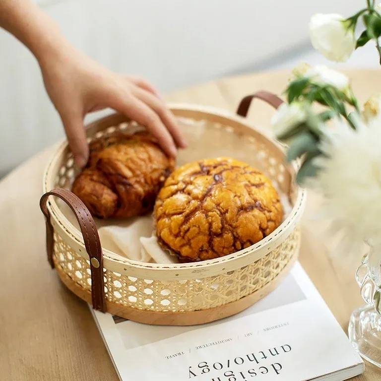 Panier rond en rotin tressé pour rangement – Image 4