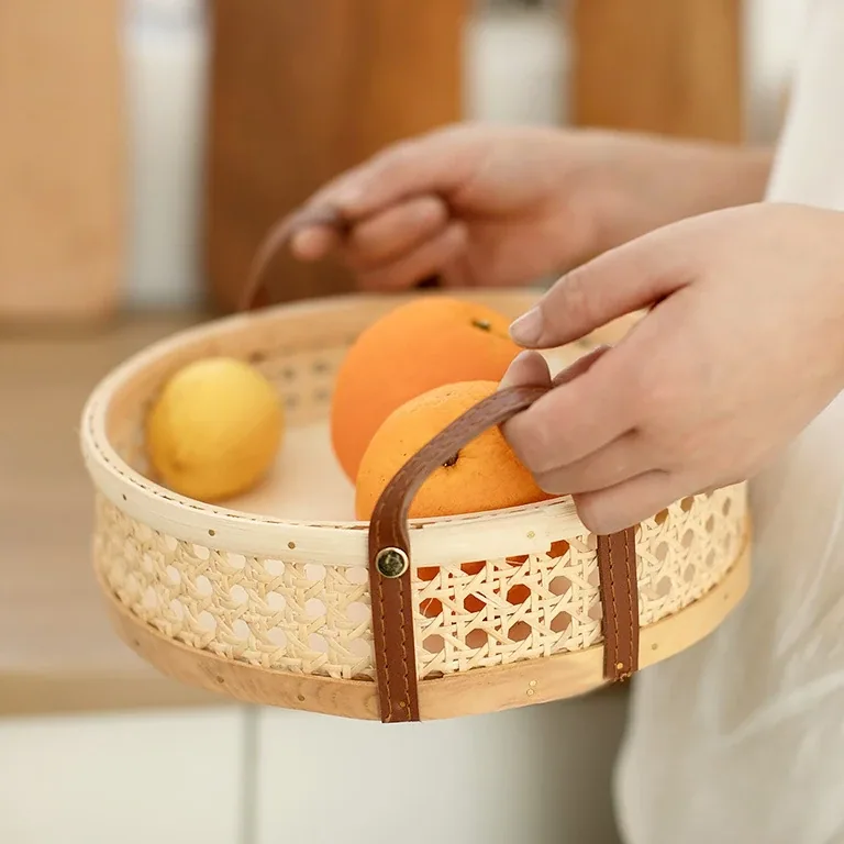 Panier rond en rotin tressé pour rangement – Image 5