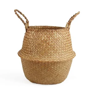Panier suspendu en jonc de mer pliant pour plantes