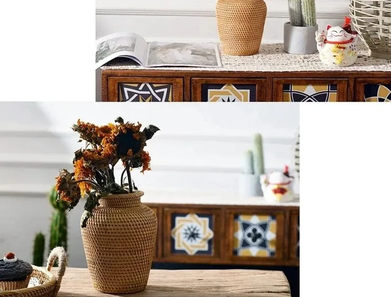 Panier suspendu en rotin tressé pour plantes d'intérieur – Image 5