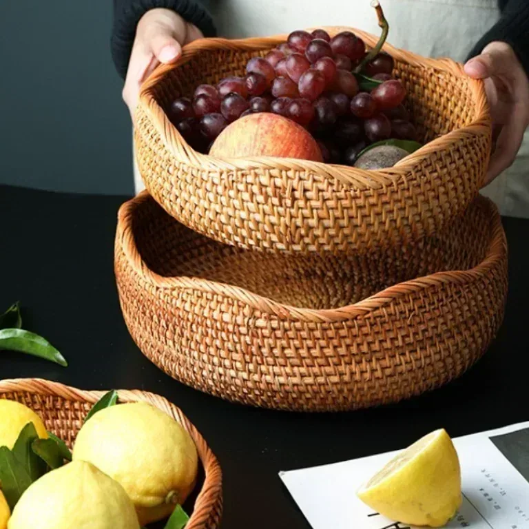 Panier tressé en bambou blanc - modèle BLANC – Image 2