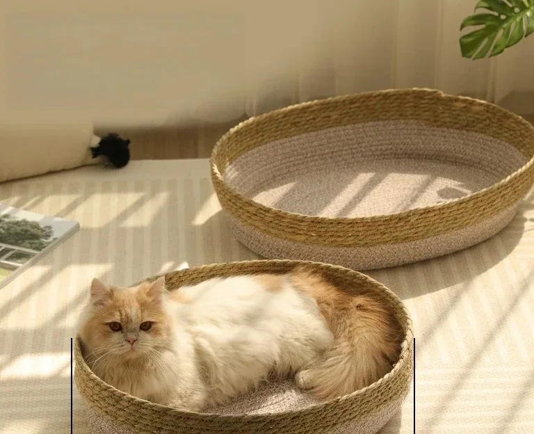 Panier tressé en fibre pour chat et petit chien – Image 4