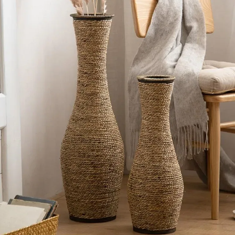 Panier-vase en rotin tressé style pastoral