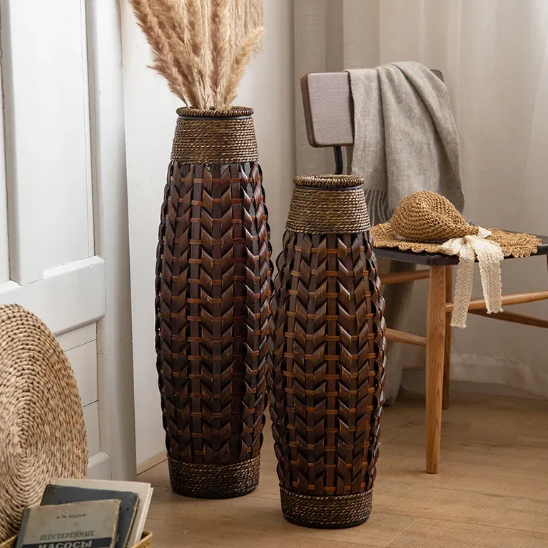 Panier-vase en rotin tressé style pastoral – Image 2