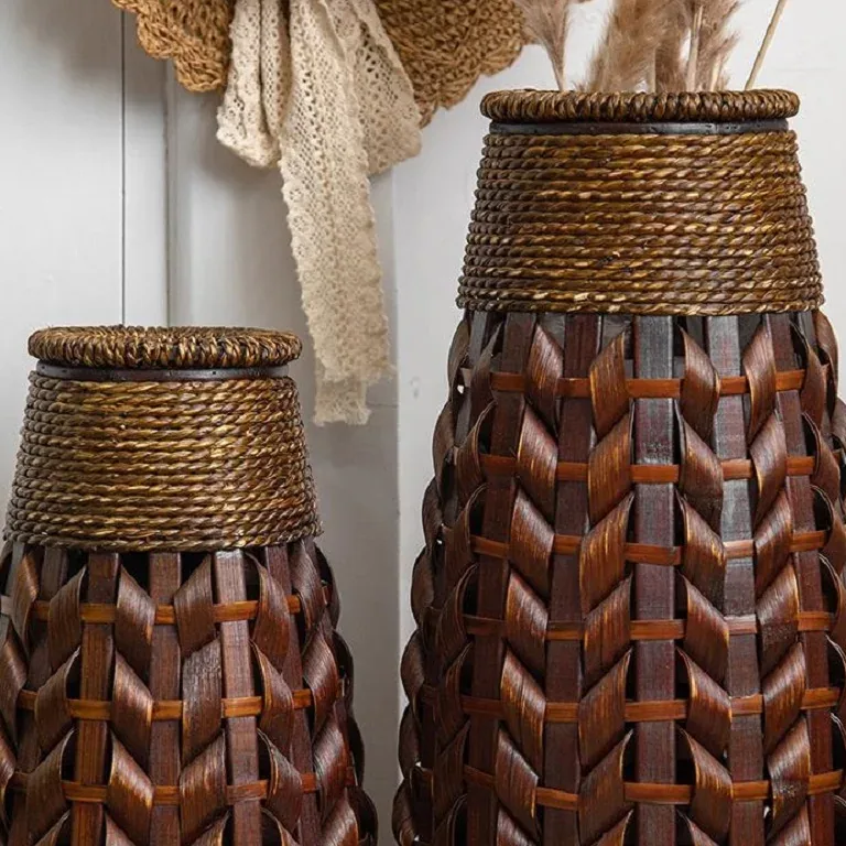 Panier-vase en rotin tressé style pastoral – Image 3