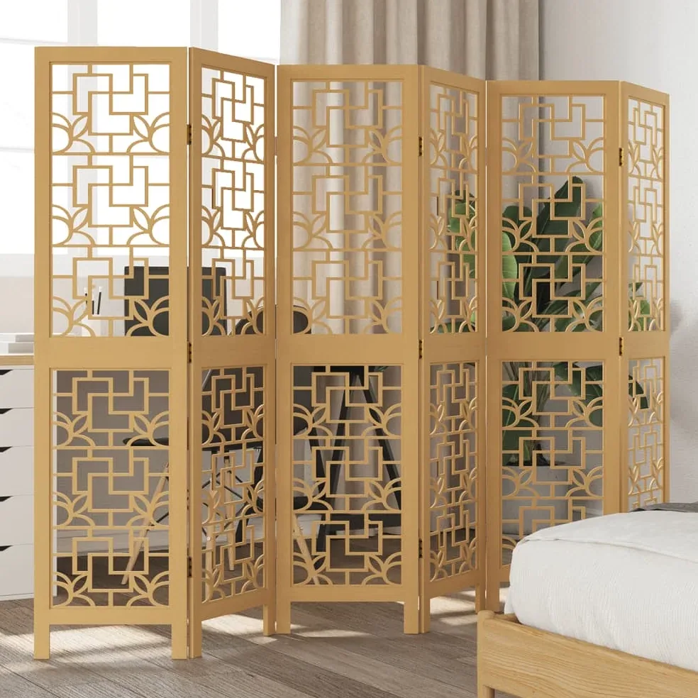 Paravent 3 panneaux en bois massif pliable pour intérieur