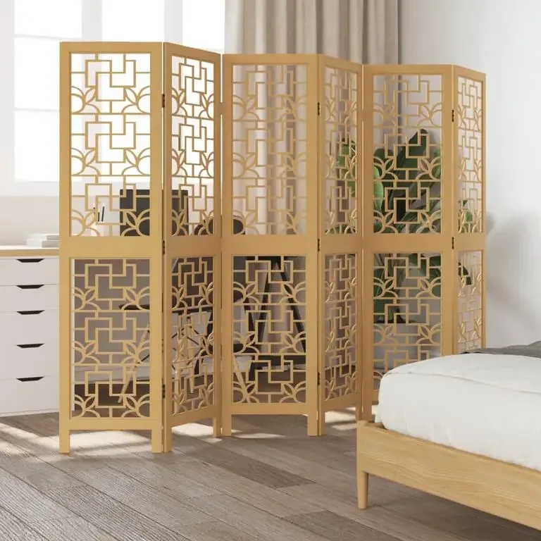 Paravent 3 panneaux en bois massif pliable pour intérieur – Image 3