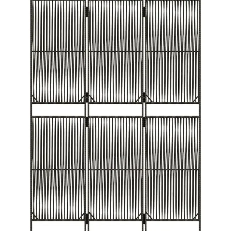 Paravent 3 panneaux en polyrotin gris moderne – Image 2