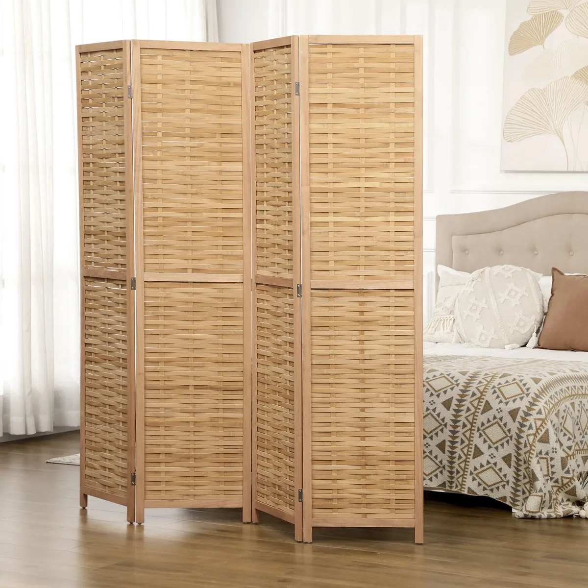 Paravent 4 panneaux en bambou 160 x 170 cm – Image 2