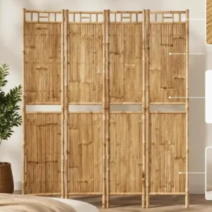 Paravent 4 panneaux en bambou 160 x 180 cm