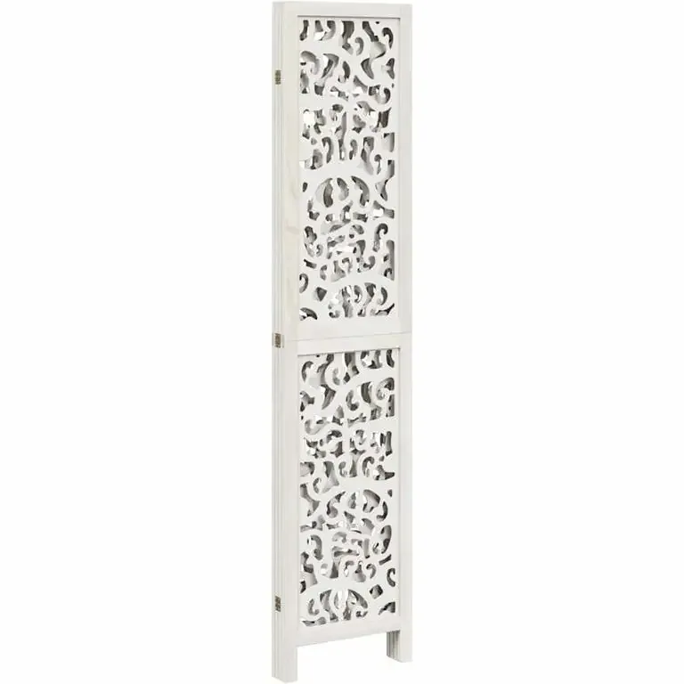 Paravent 4 panneaux en bois de Paulownia blanc – Image 4
