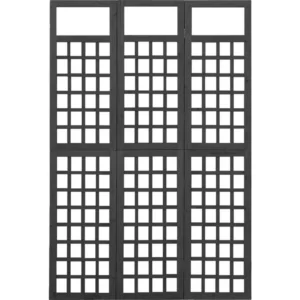 Paravent bois 3 panneaux noir 121x180 cm