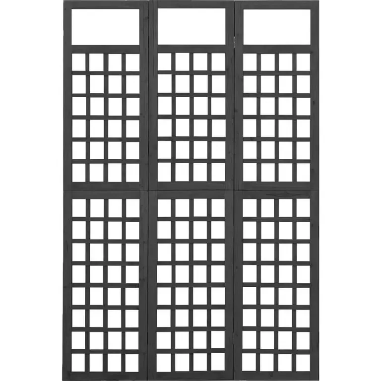 Paravent bois 3 panneaux noir 121x180 cm