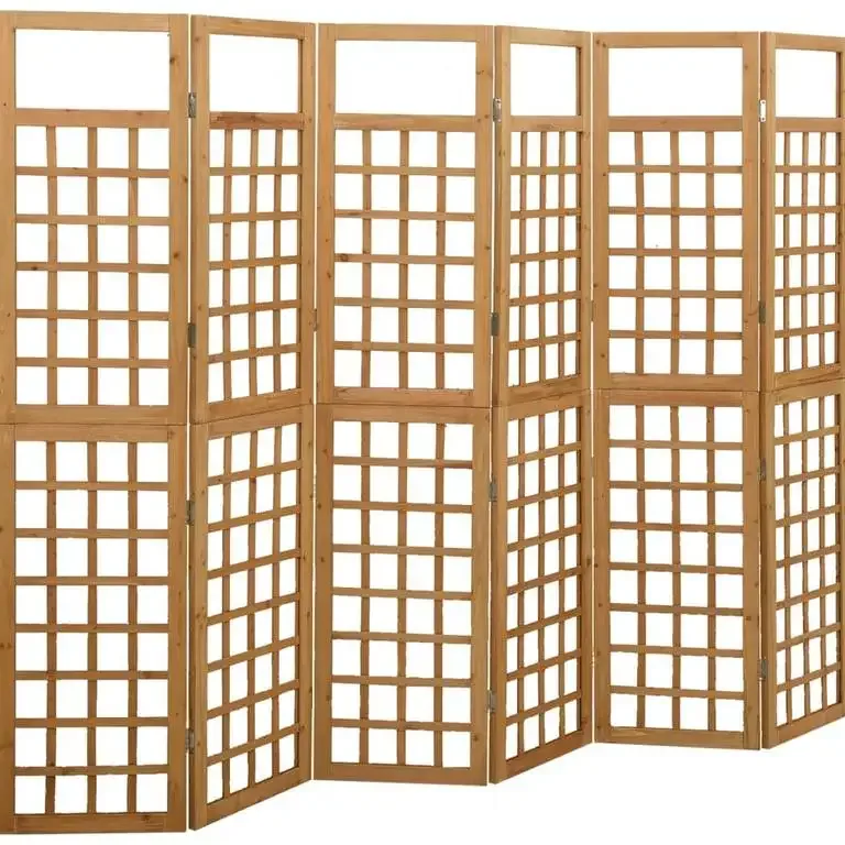 Paravent bois 6 panneaux 242,5x180 cm - modèle unique