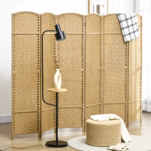 Paravent pliable 6 panneaux en rotin et bambou