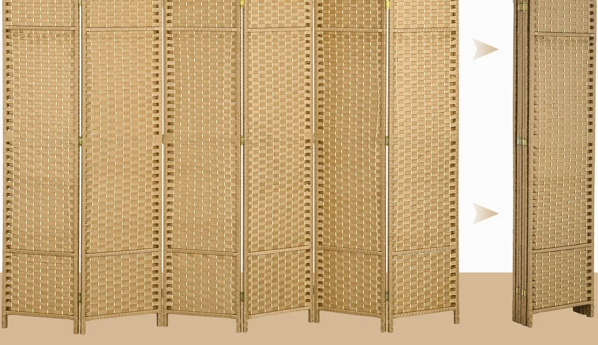 Paravent pliable 6 panneaux en rotin et bambou – Image 5