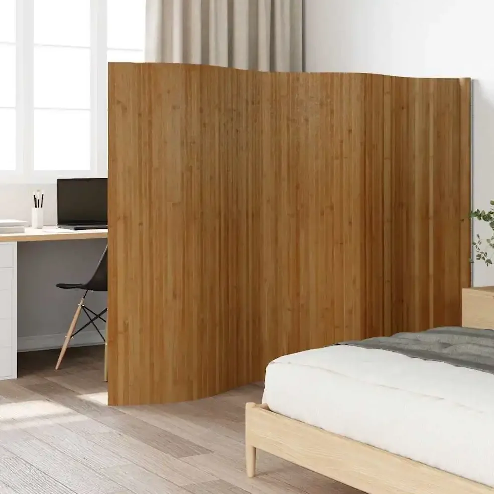 Paravent pliable en bambou brun 165 x 400 cm – Image 2