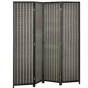Paravent pliable en bambou et pin 180x180 cm brun/noir