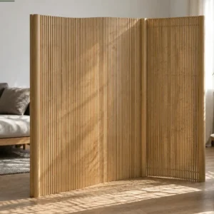 Paravent pliable en bambou gris 165x800 cm autoportant