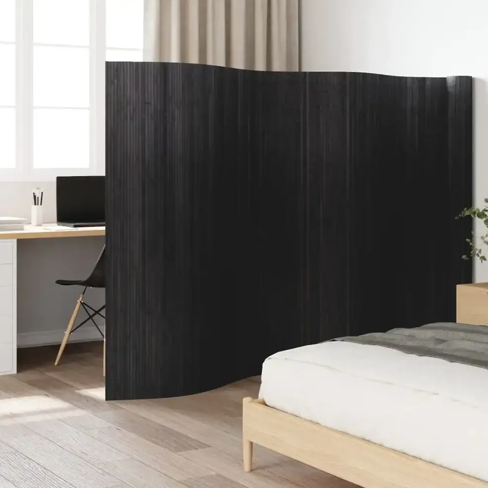 Paravent pliable en bambou gris 165x800 cm autoportant – Image 2