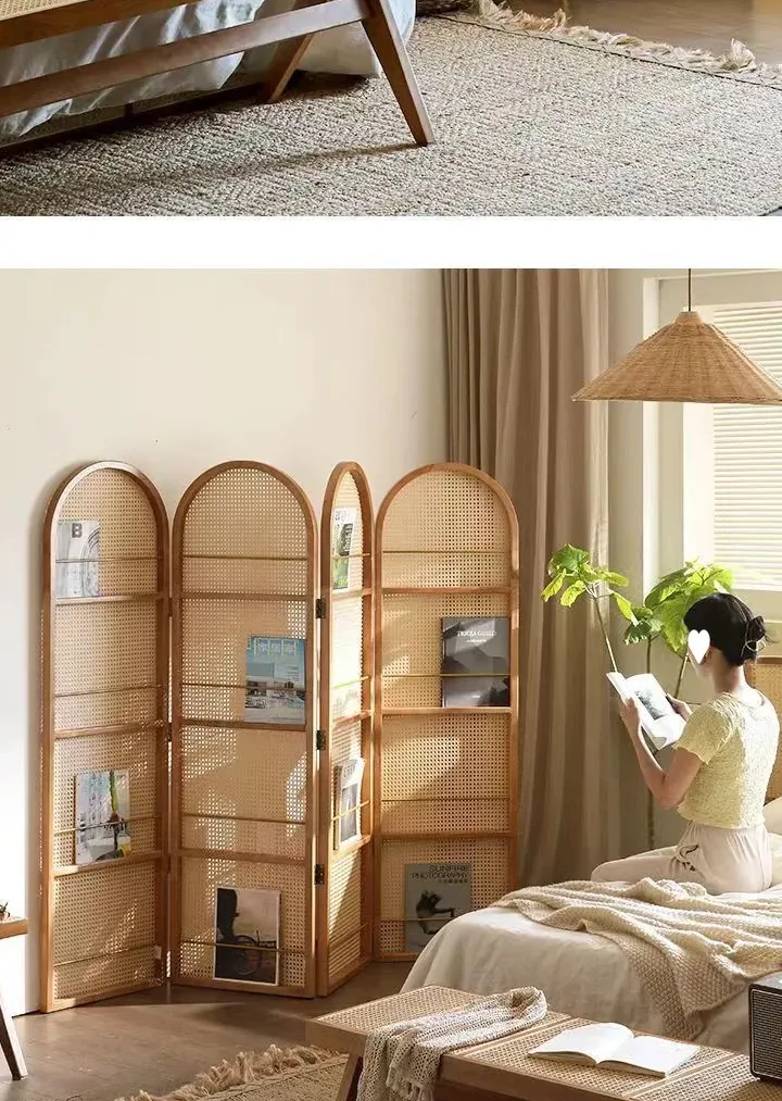 Paravent pliant rotin style classique pour intérieur – Image 2