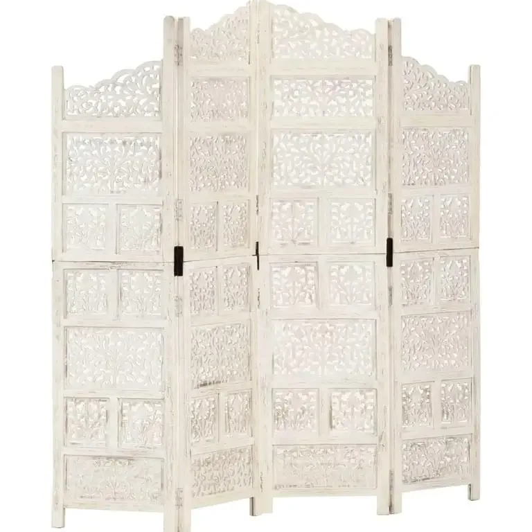 Paravent sculpté en bois de manguier 4 panneaux 160x165 cm