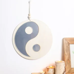 Pendentif miroir acrylique Tai Chi Bagua en bois