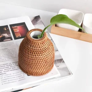 Petit vase rotin en bambou style pastoral S