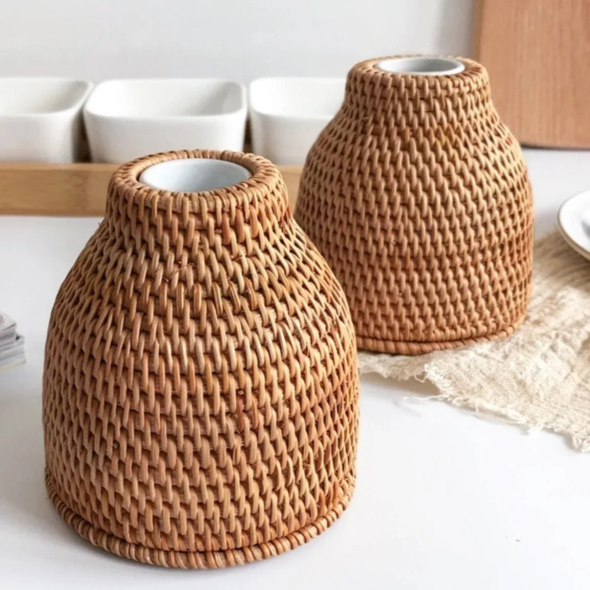 Petit vase rotin en bambou style pastoral S – Image 2