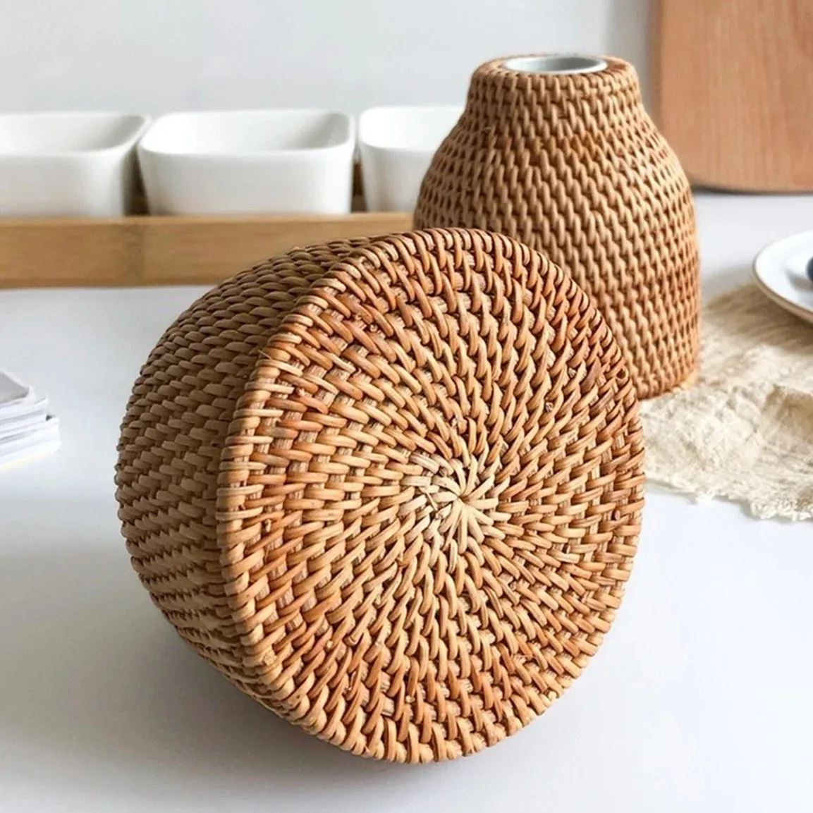 Petit vase rotin en bambou style pastoral S – Image 5