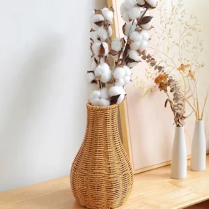 Petit vase rotin tressé style vintage fait main