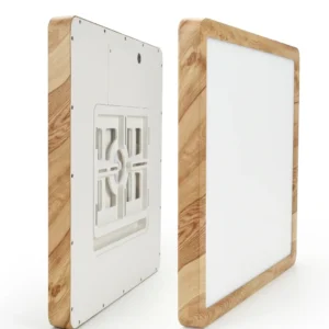 Plafonnier LED carré bois 18W/24W CCT ultra‑fin