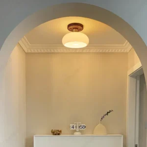 Plafonnier LED rétro en noyer pour intérieur