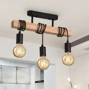 Plafonnier rétro en bois pour intérieur