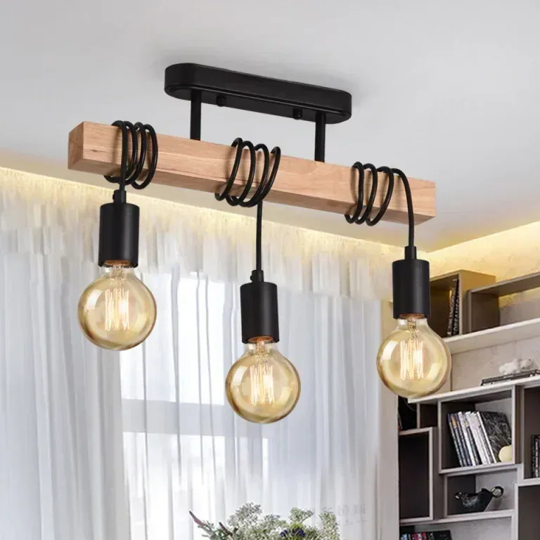 Plafonnier rétro en bois pour intérieur – Image 2