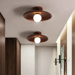 Plafonnier rond en bois pour intérieur suspendu