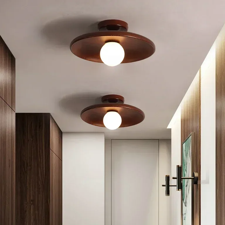 Plafonnier rond en bois pour intérieur suspendu