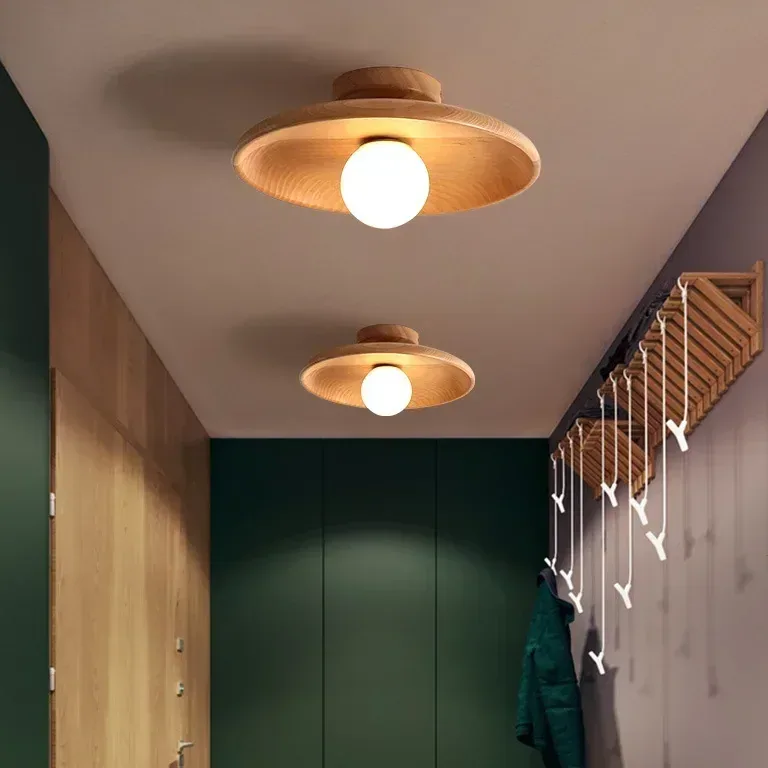 Plafonnier rond en bois pour intérieur suspendu – Image 4