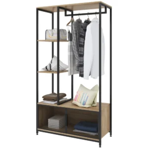 Portant bois et métal sur pied modèle Clothes Rack Storage