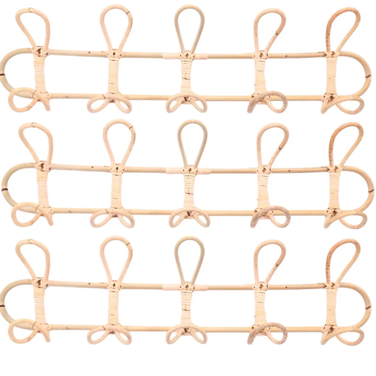 Porte-manteau mural rotin style crochet multiple – Image 5