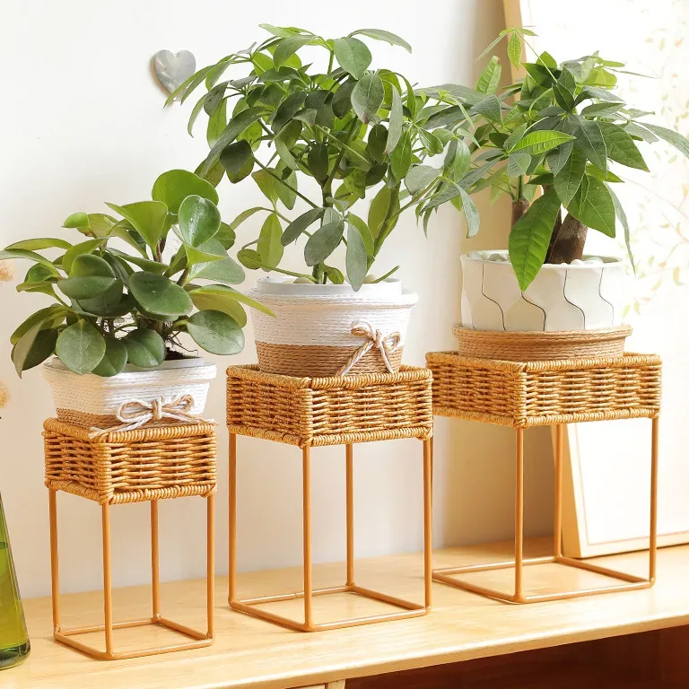 Porte-plante en rotin pour pot décoratif
