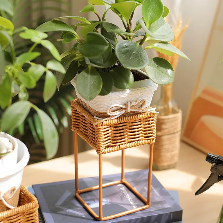Porte-plante en rotin pour pot décoratif – Image 2