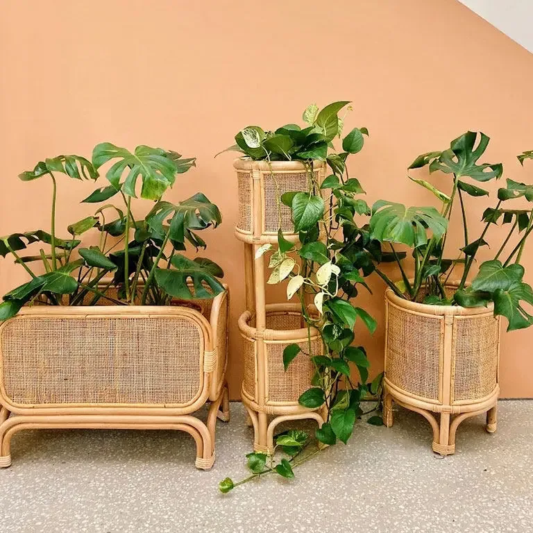Porte-plantes en rotin naturel à plusieurs niveaux – Image 3