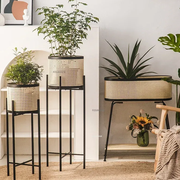 Porte-plantes rotin 2 niveaux B-60x26x75cm – Image 2