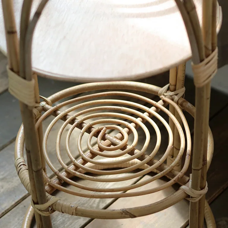 Porte-plantes rotin 2 niveaux bois et osier assemblé – Image 4
