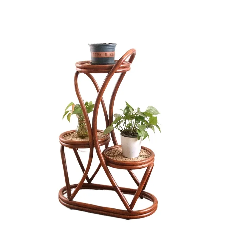 Porte-plantes rotin 3 niveaux pour intérieur/extérieur – Image 5