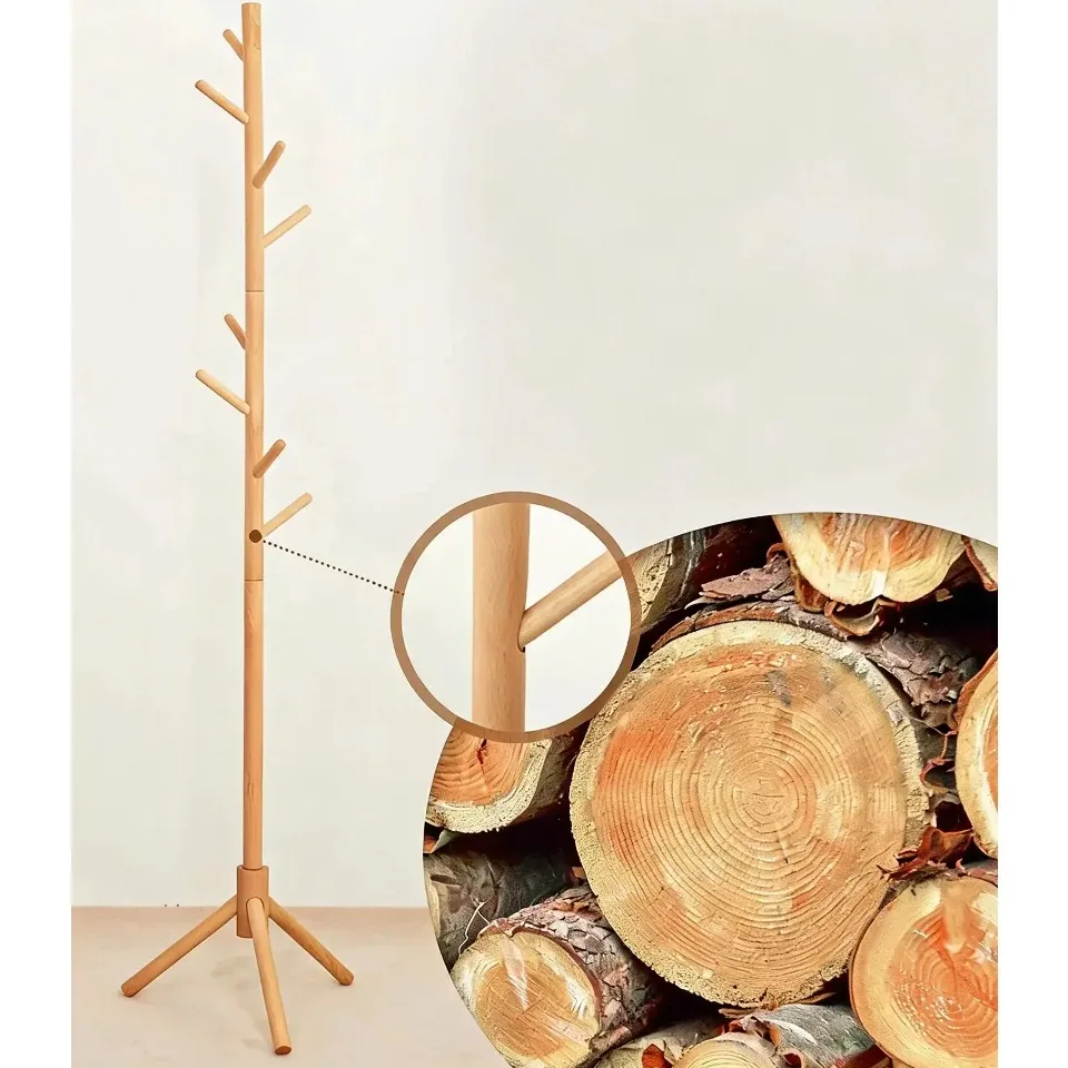 Porte‑manteau sur pied en bois style arbre – Image 5