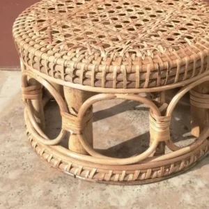 Pouf rond en rotin néoclassique rembourré pour appartement
