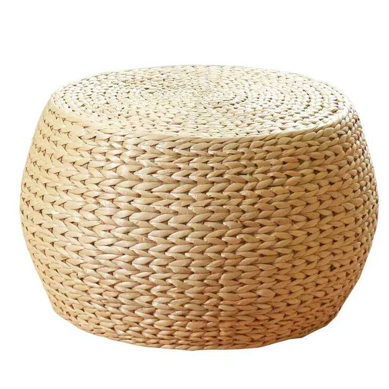 Pouf rond style japonais en rotin et mousse mémoire – Image 5