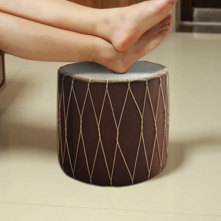 Pouf rotin rond style tatami minimaliste – Image 4
